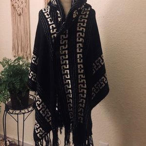 Black and white hooded Shaw/ wrap